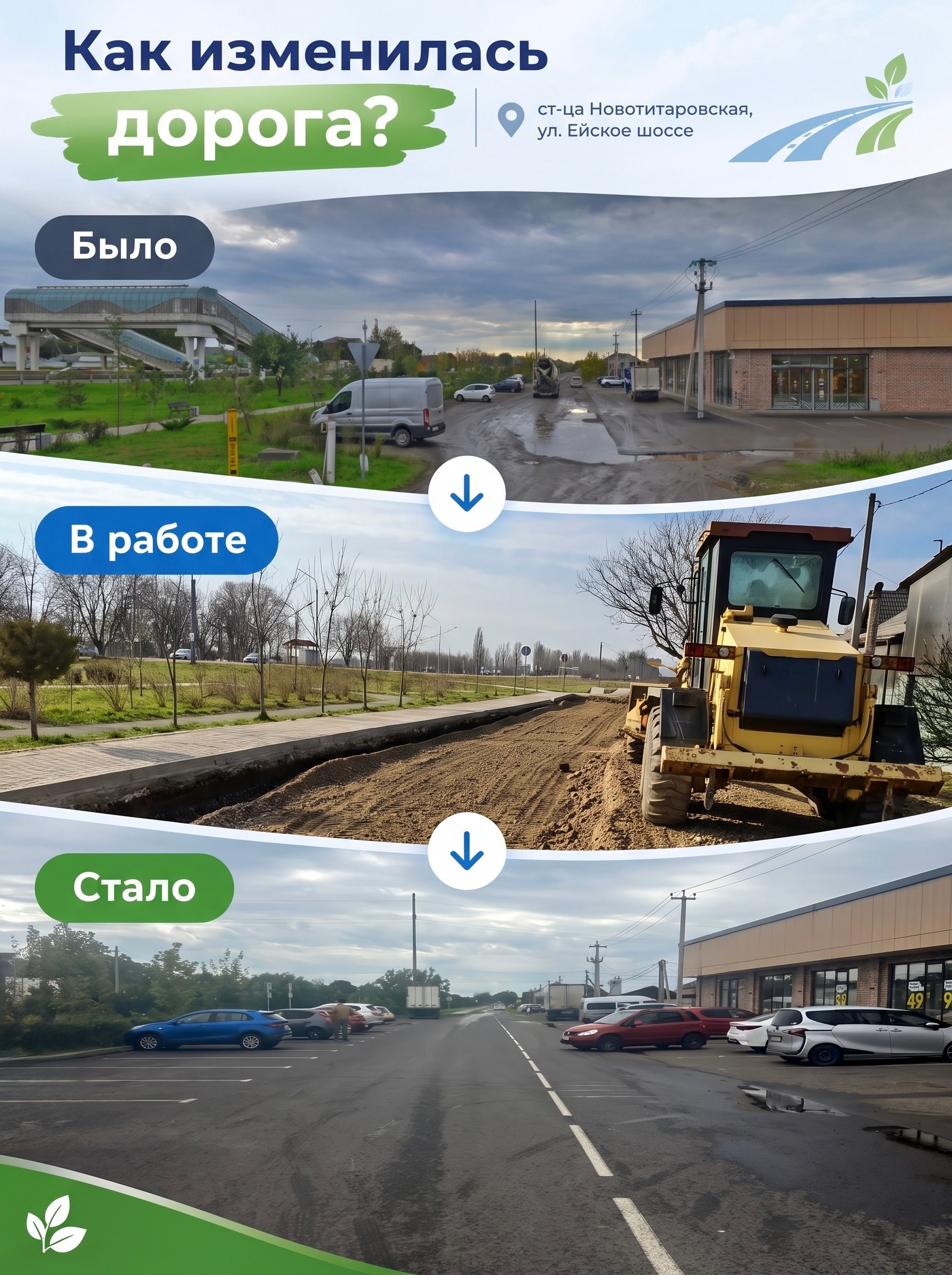 В Новотитаровской обновили два участка дорог
